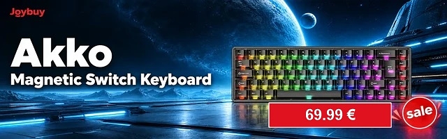 Werbebanner zu der Joybuy Werbekampagne auf www.joybuy.de: Akko Magnetic Switch Keyboard für 69,99 € im Sale