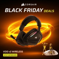 Corsair VOID WIRELESS v2 (Dolby Atmos, max. 130h Laufzeit, Schnellladen, 303g, Flip to Mute, atmungsaktive Mikrofaser) für 88€!!