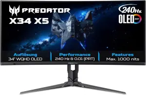 Acer Predator Ultrawide (QD-OLED, curved, 34", 240Hz, UWQHD, FreeSync Premium Pro, 99% DCI-P3) für 593€!!