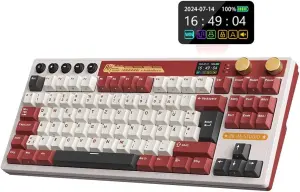 ROYAL KLUDGE M87 (TKL, ISO-DE, Wireless, linear, PBT, 7500mAh, LCD-Display, Hot-Swap, Multimedia-Tasten, 2x Drehregler, Multimediatasten)