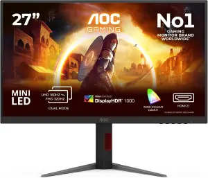 AOC Agon (27", 4K (160Hz), Full HD (320Hz), Dual-Mode, Mini LED, Full Array Local Dimming (1152 Zonen), IPS, 100 % sRGB)