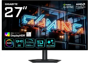 GIGABYTE Monitor (280Hz, WQHD, 27", RGB Tandem WOLED, FreeSync Premium Pro, G-Sync, 99,5% DCI-P3)