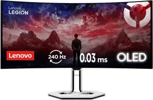 Lenovo Legion Pro (240Hz (OC), 34", UWQHD, Curved WOLED, FreeSync Premium Pro, 98,5 % DCI-P3, Anwesenheitssensor, KVM-Switch)